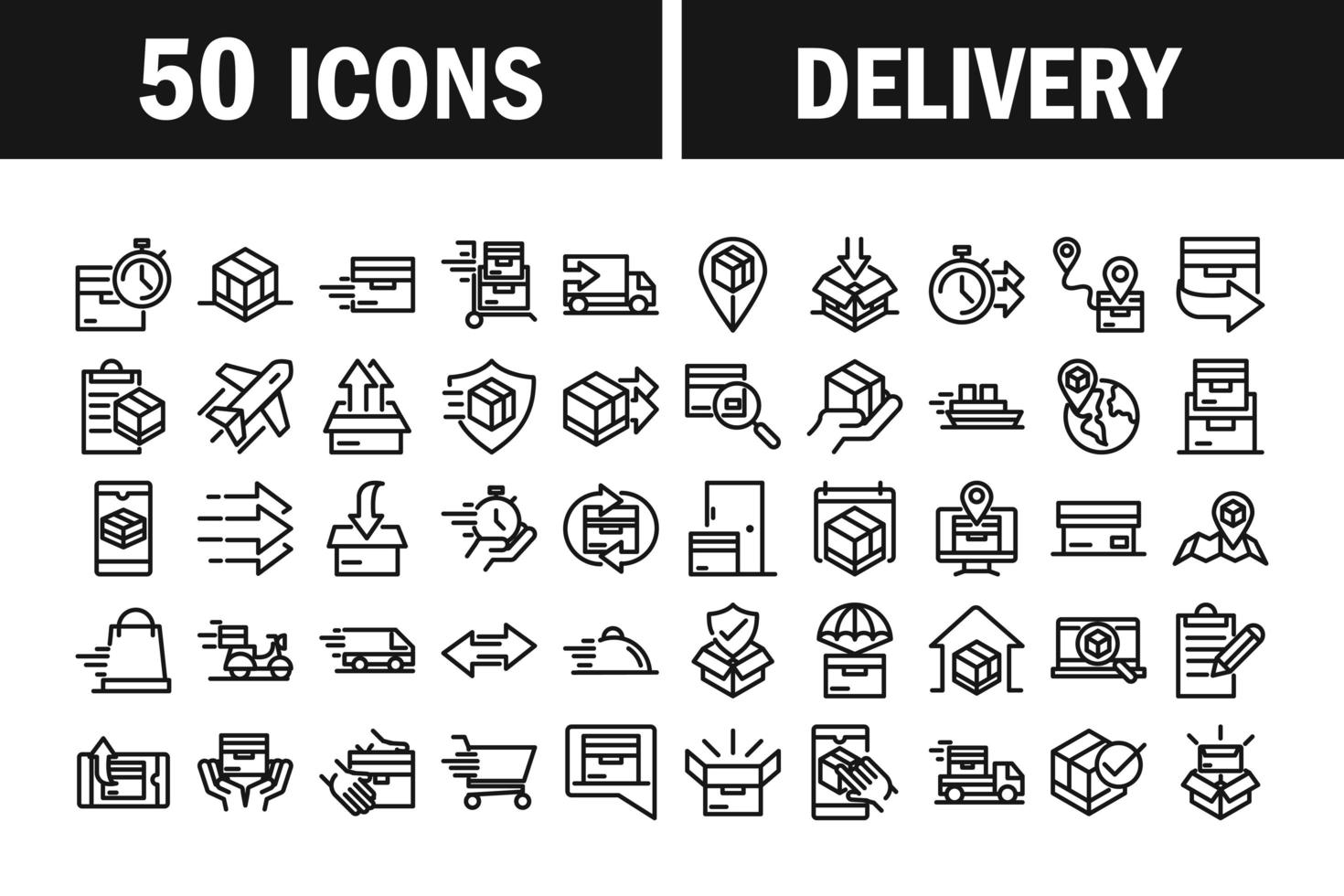 conjunto de ícones de entrega e logística vetor