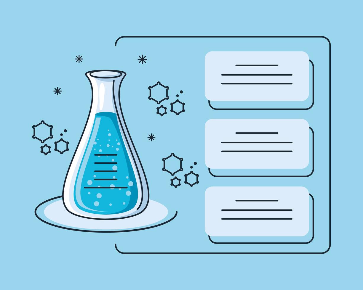 infográfico com laboratório químico de tubos e pesquisa de coronavírus vetor