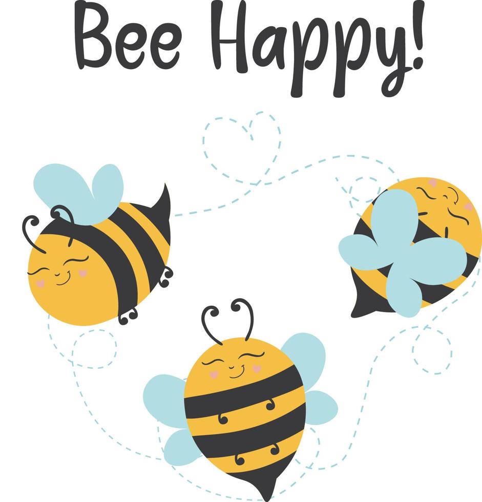 conjunto de ícones de desenhos animados isolados de abelhas. ilustração em vetor de uma abelha em um fundo branco. conjunto de desenho vetorial de ícone de abelha