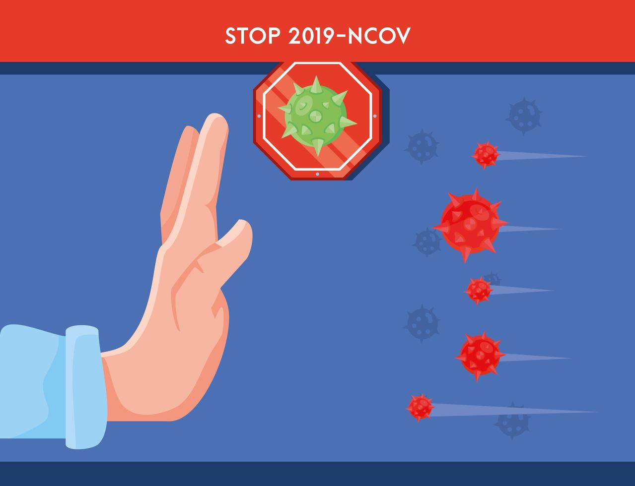 infográfico com a mão, parar vírus e medidas de prevenção vetor