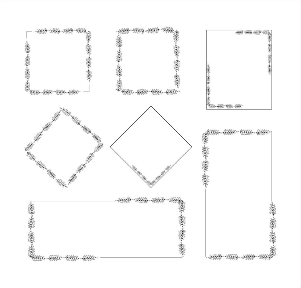 coleção de vetor de grinalda de borda de moldura quadrada