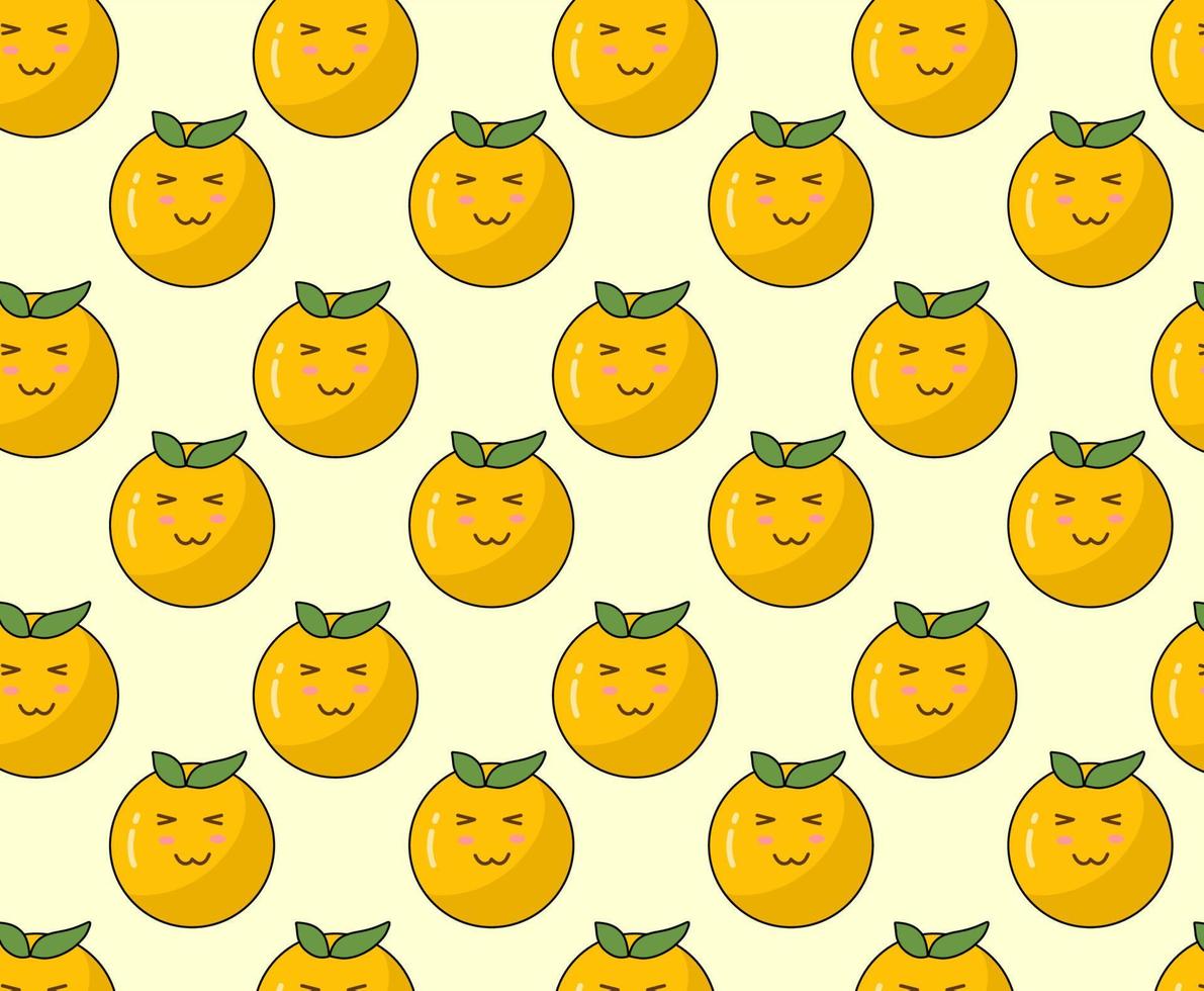 vetor de padrão sem emenda de frutas laranja de personagem fofo