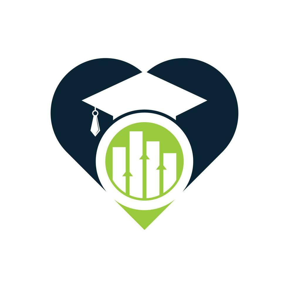 educação chapéu finanças coração forma conceito logotipo design vector ícone. design de logotipo de educação e logotipo de investimento.