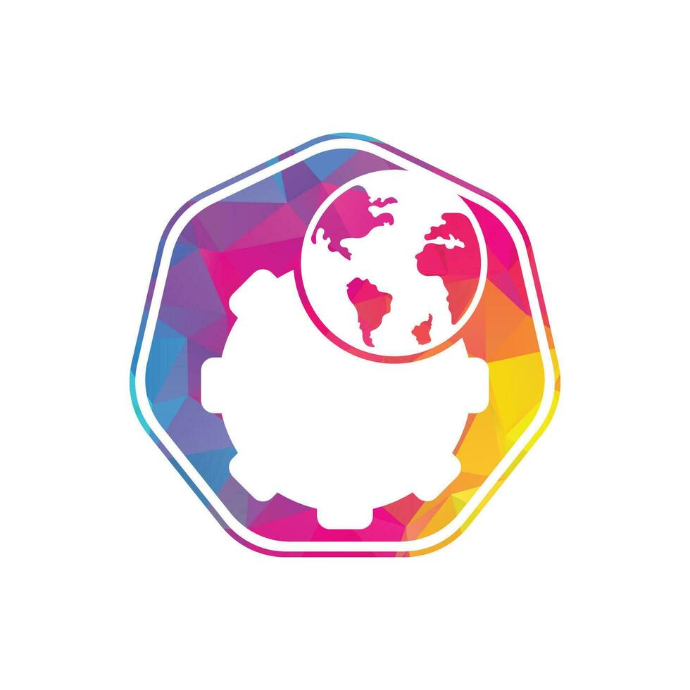 design de logotipo de vetor global de engrenagem. elemento de design de logotipo de ícone de planeta de engrenagem.