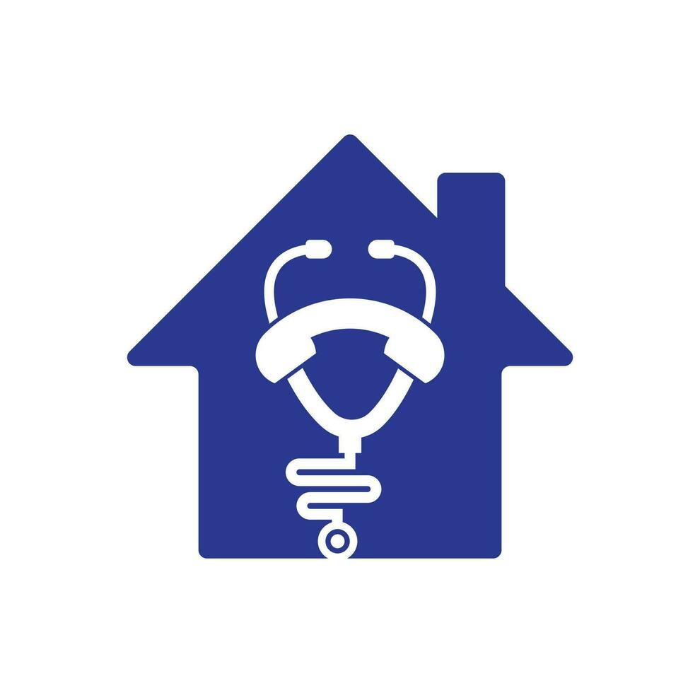 estetoscópio chamada para casa forma conceito logotipo design ícone vector. ligue para o logotipo do médico. vetor