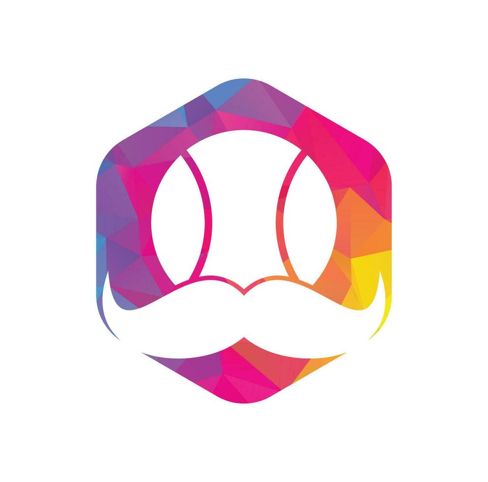 design de logotipo de vetor de tênis forte. bigode e design de ícone de vetor de bola de tênis.