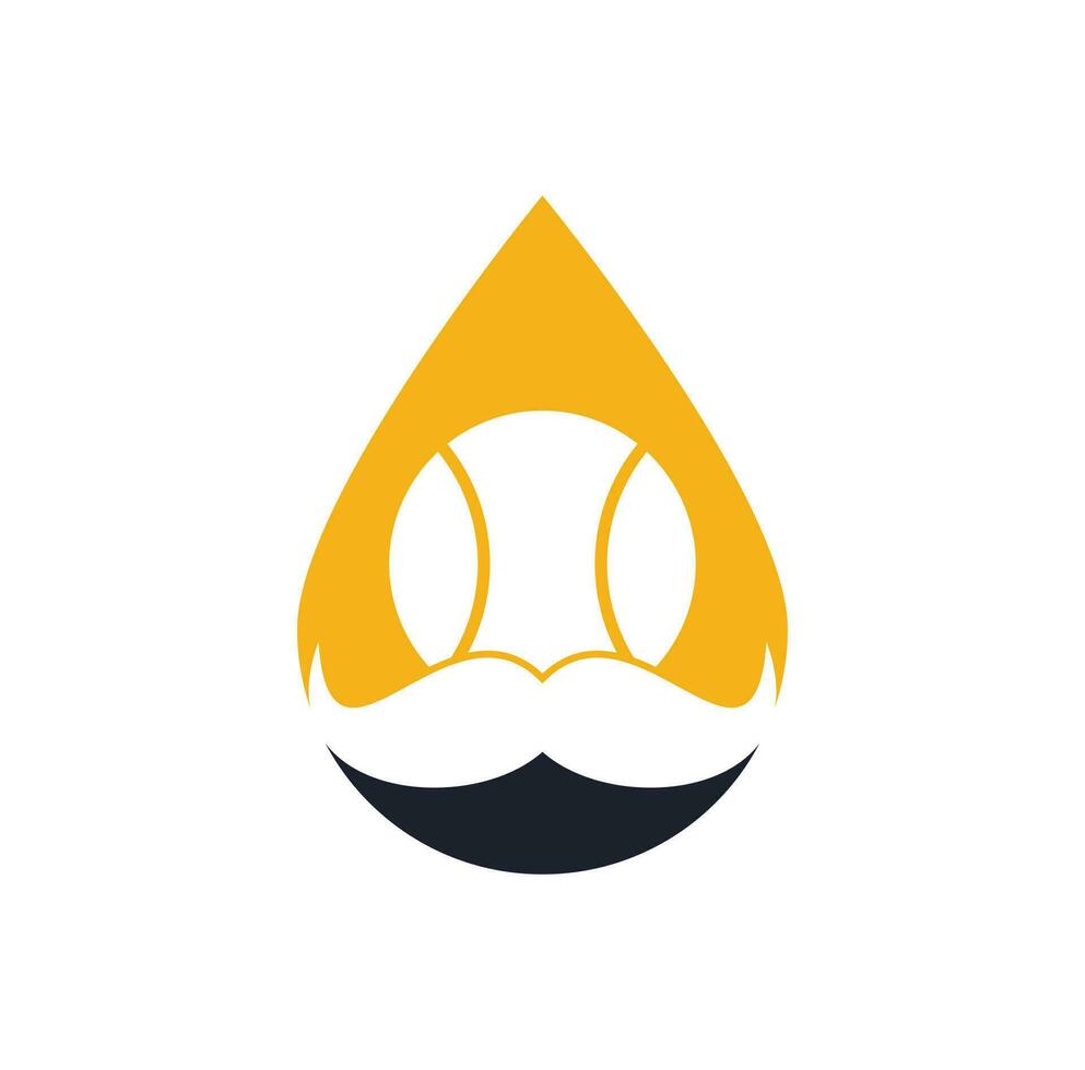 bigode bola de tênis gota forma conceito vetor ícone design. design de logotipo de vetor de tênis forte.