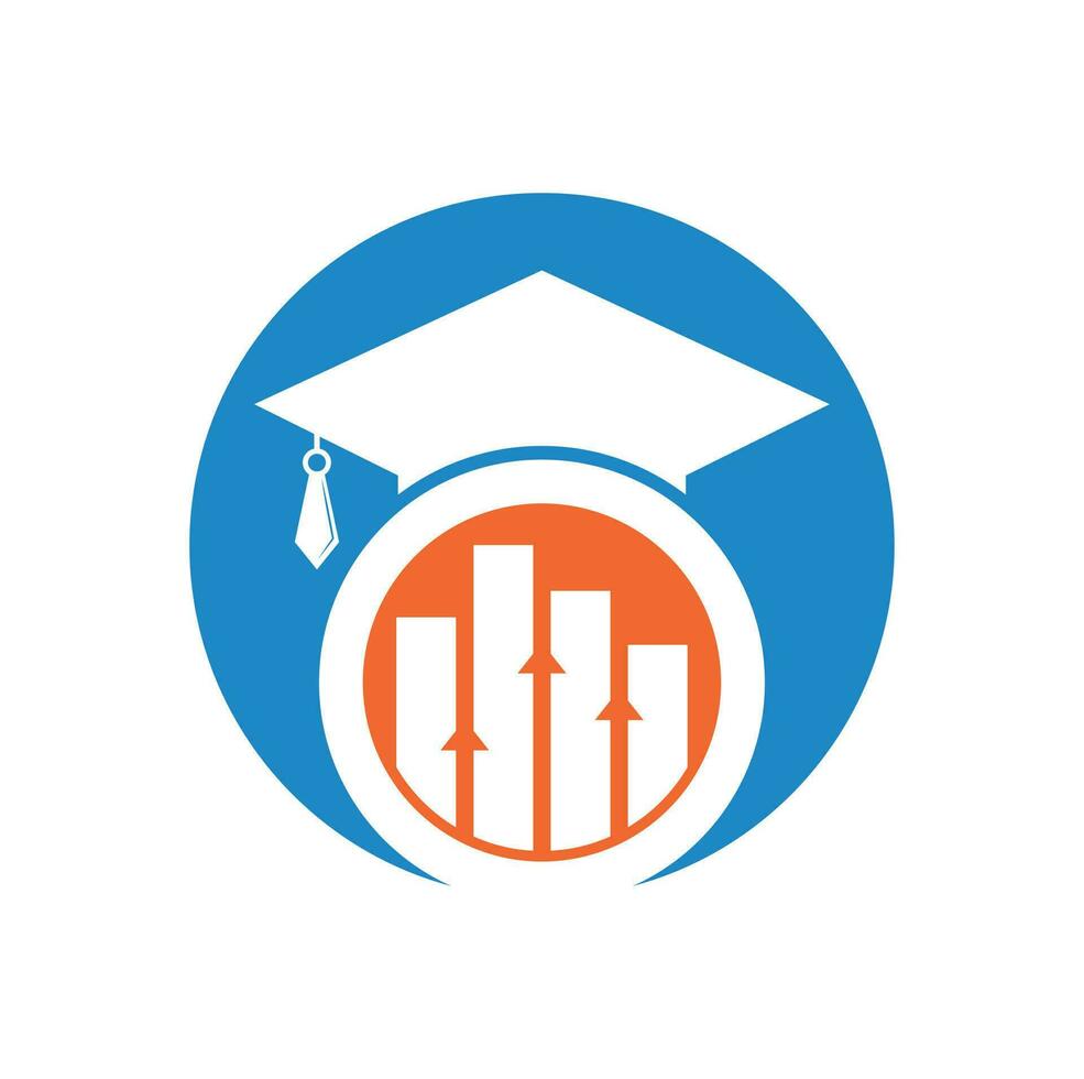 boné de pós-graduação com vetor de logotipo de gráfico de barras de finanças. design de logotipo de educação e logotipo de investimento.
