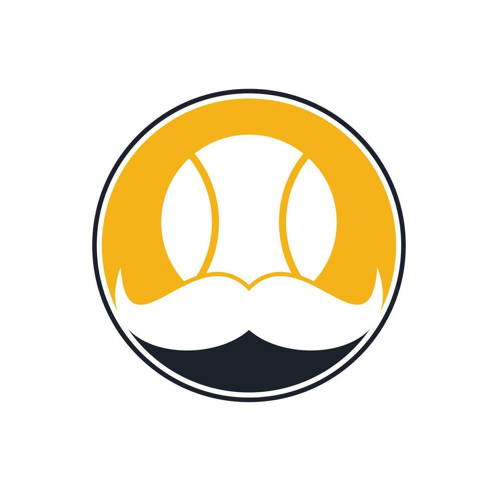 design de logotipo de vetor de tênis forte. bigode e design de ícone de vetor de bola de tênis.