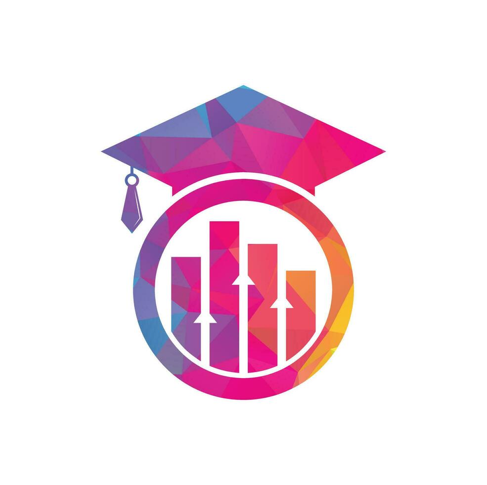 boné de pós-graduação com vetor de logotipo de gráfico de barras de finanças. design de logotipo de educação e logotipo de investimento.