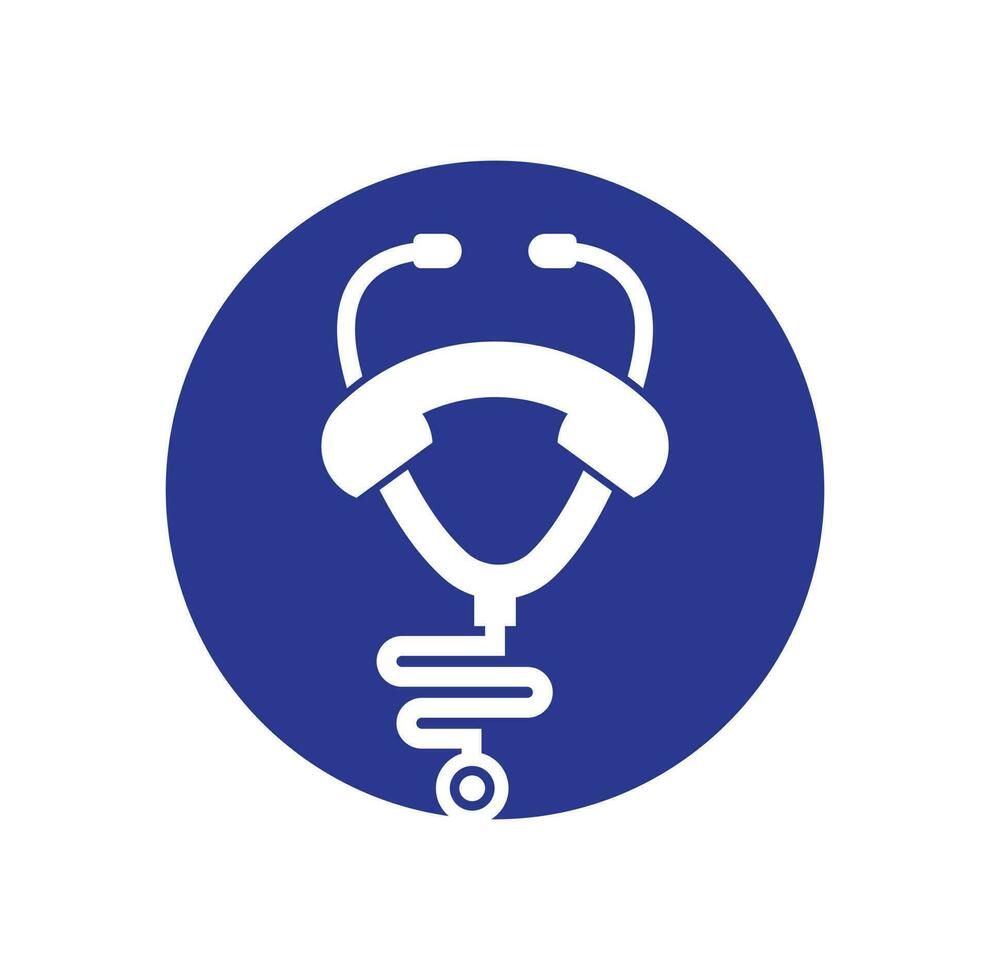 vetor de ícone de design de logotipo de chamada estetoscópio. ligue para o logotipo do médico.