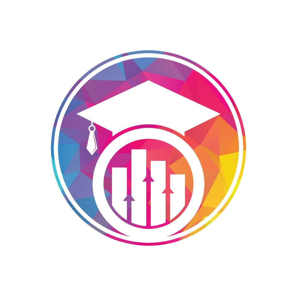 boné de pós-graduação com vetor de logotipo de gráfico de barras de finanças. design de logotipo de educação e logotipo de investimento.