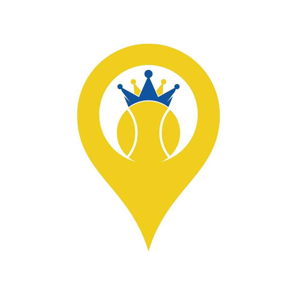 tênis rei gps forma conceito design de logotipo de vetor. modelo de design de ícone de bola e coroa de tênis. vetor
