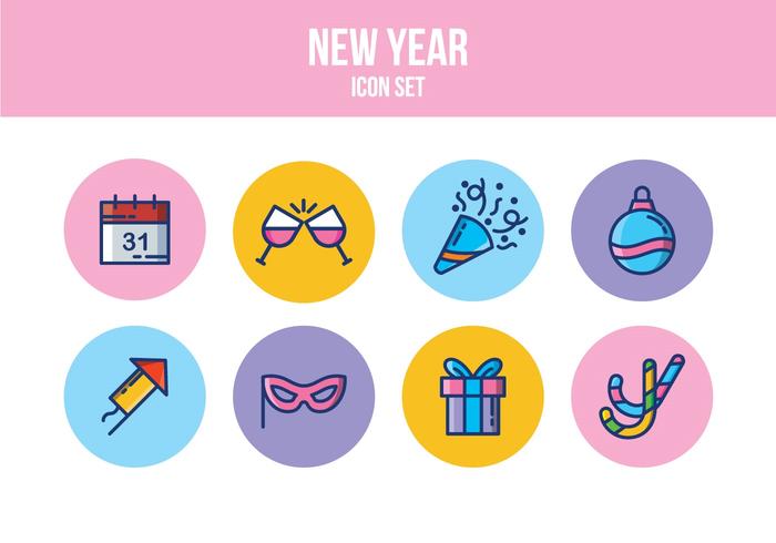 Conjunto grátis de ícones de Ano Novo vetor