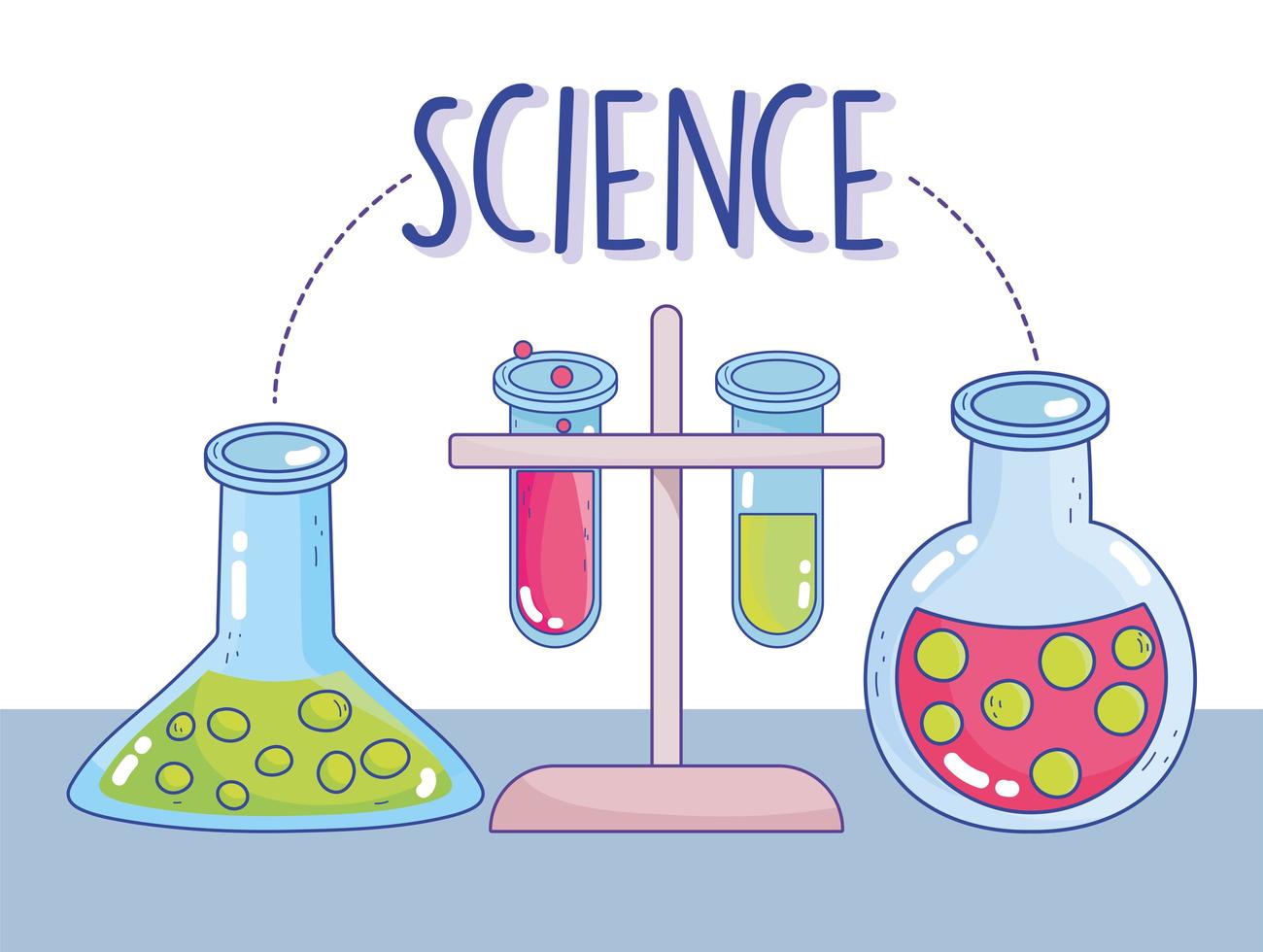 copo de ciência e química e tubos com rack vetor