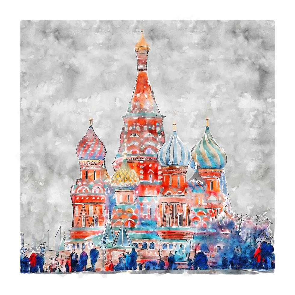 moscou rússia esboço em aquarela ilustração desenhada à mão vetor