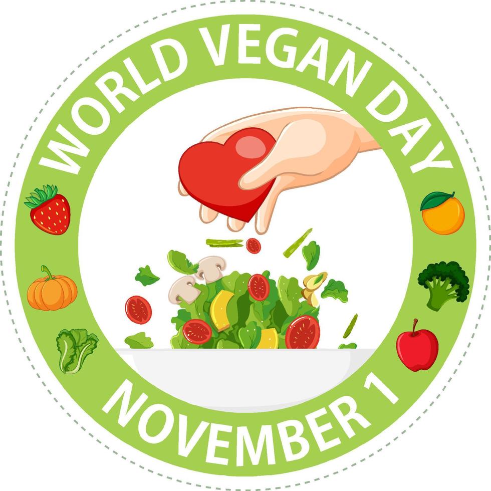conceito de logotipo do dia mundial do vegan vetor