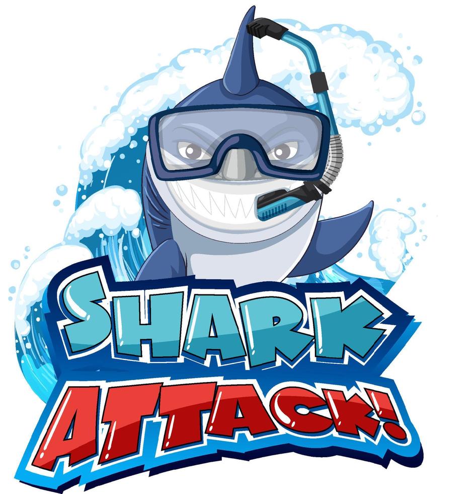 design de fonte para palavras ataque de tubarão vetor