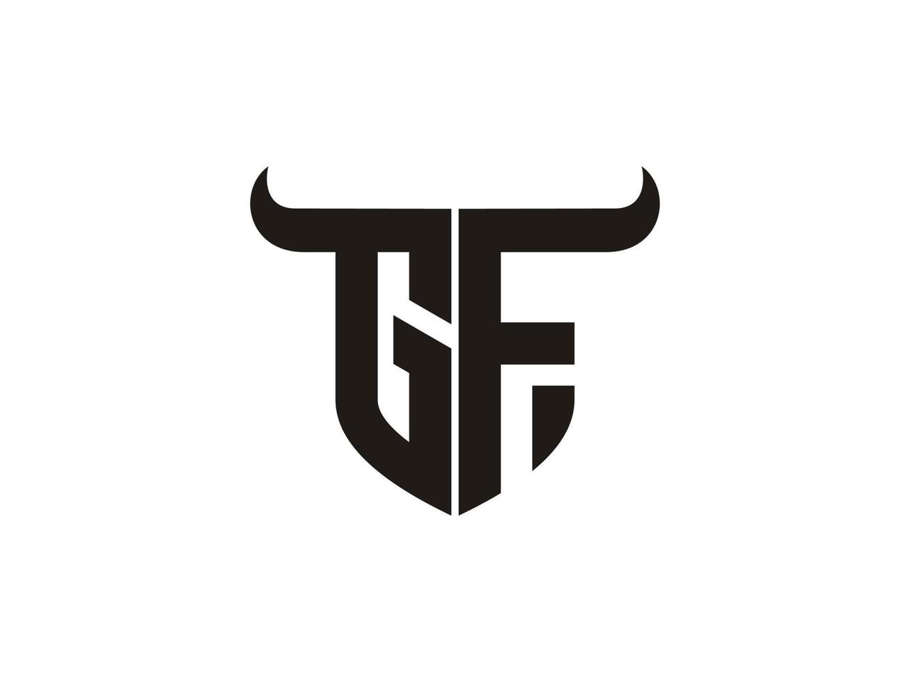 design inicial do logotipo do touro gf. vetor