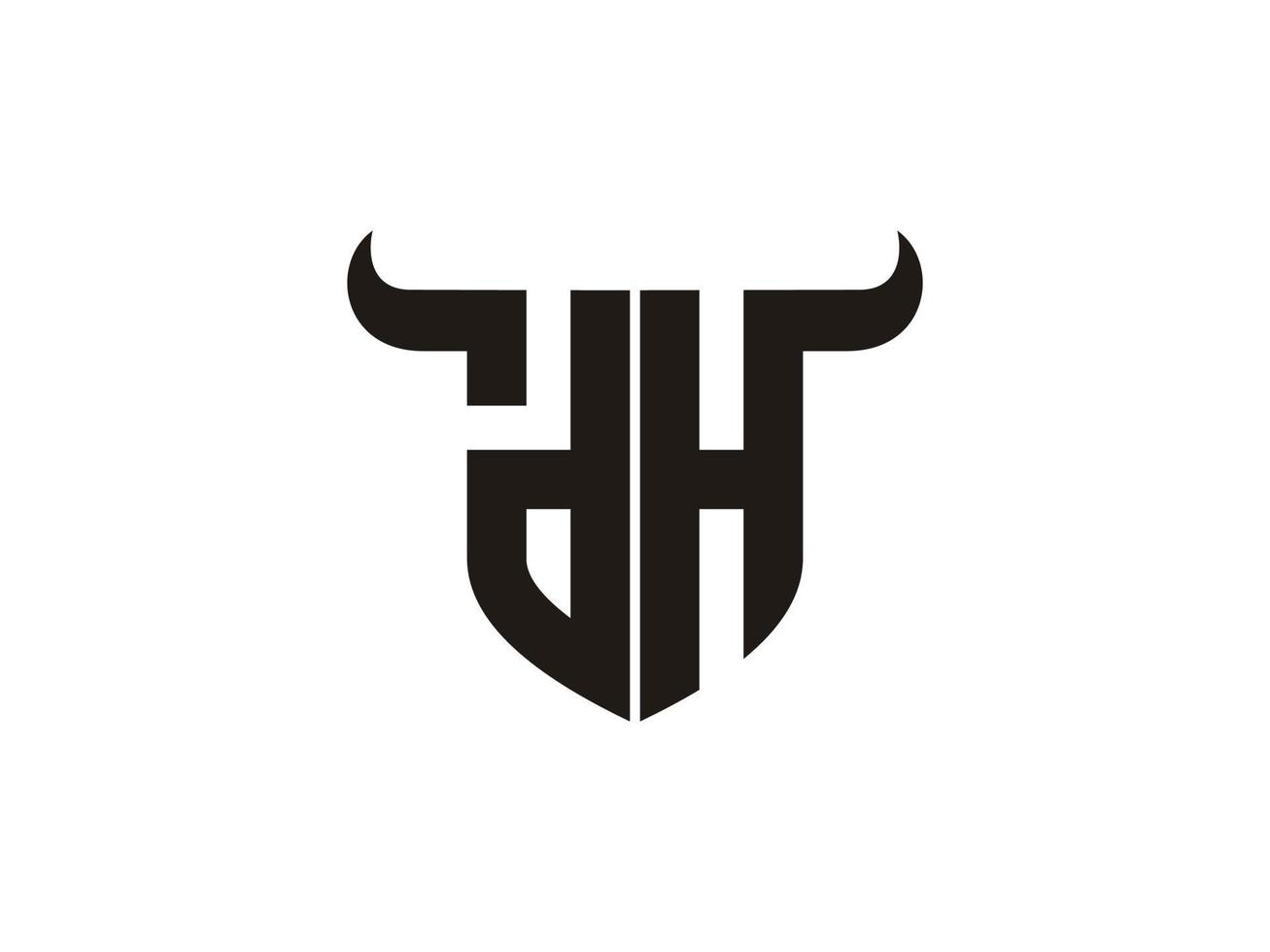 design inicial do logotipo do dh bull. vetor