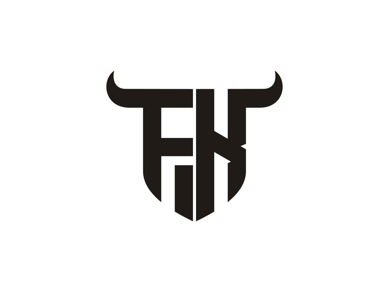 design inicial do logotipo do touro fk. vetor