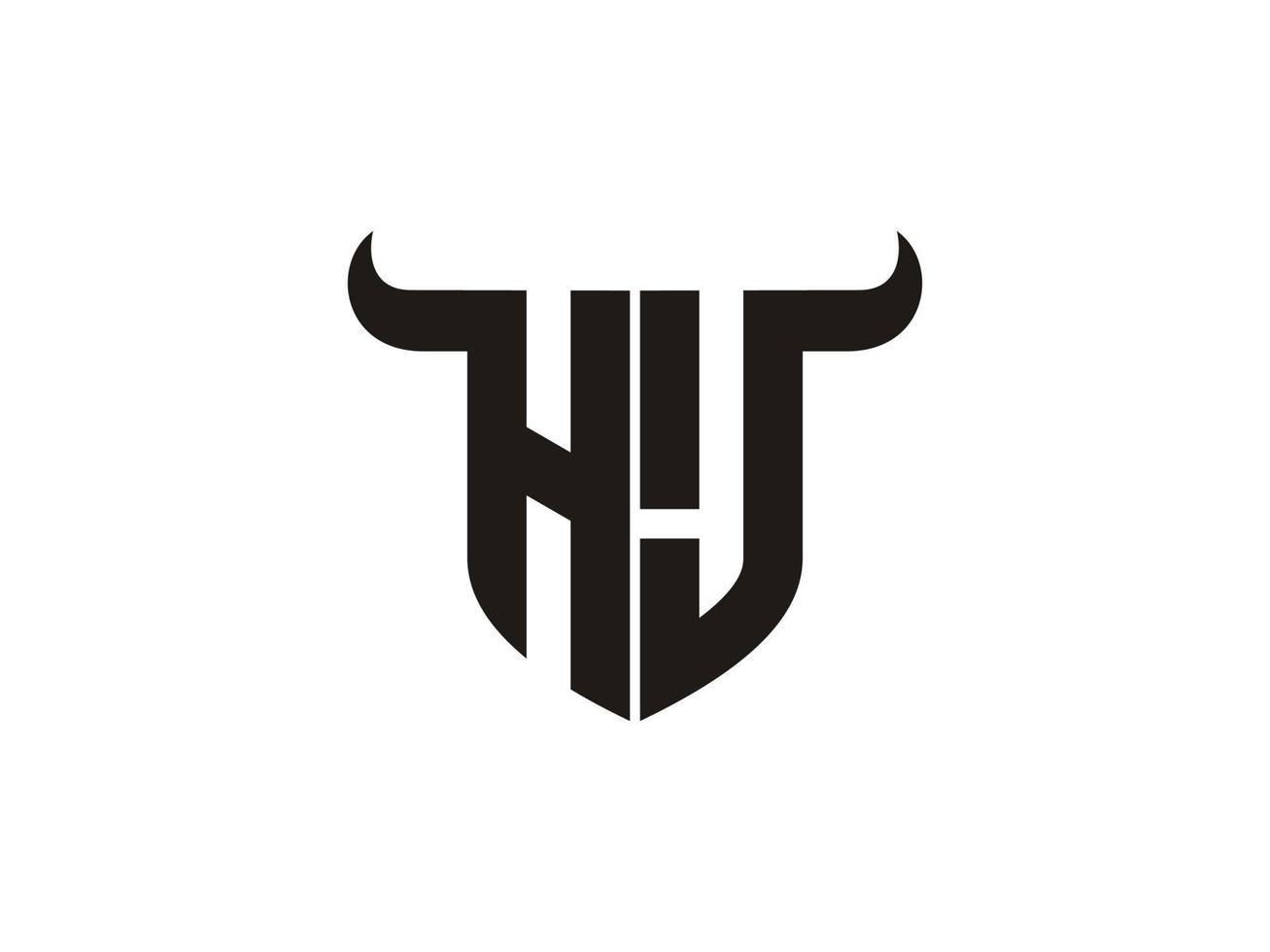 design inicial do logotipo do touro hj. vetor