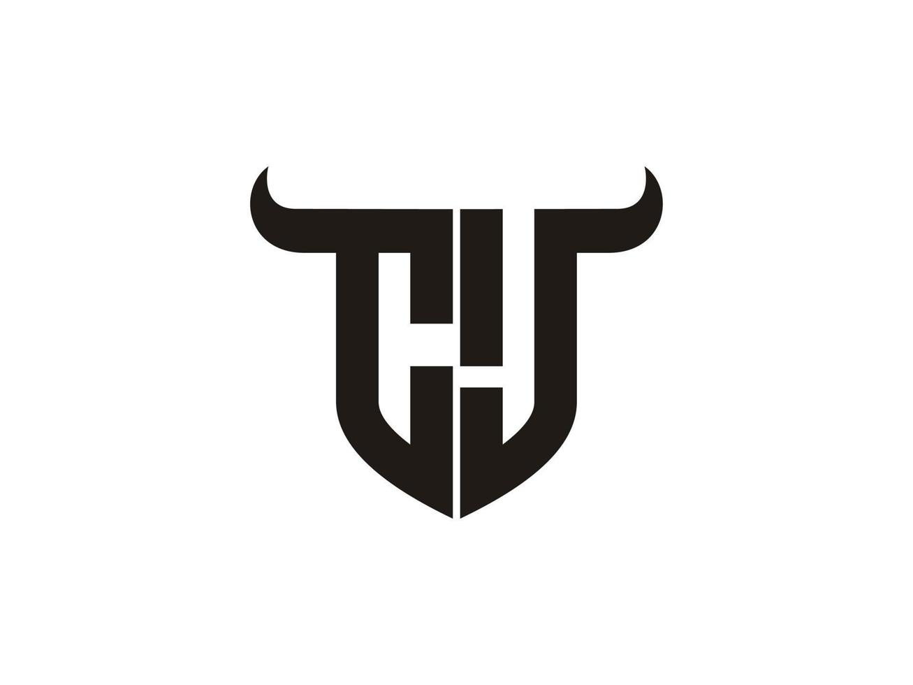 design inicial do logotipo do touro cj. vetor