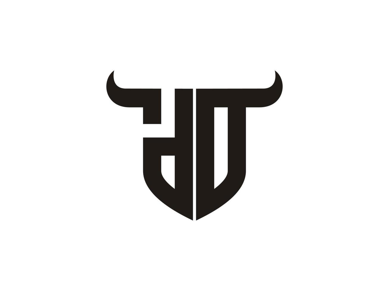 inicial do design do logotipo do touro. vetor
