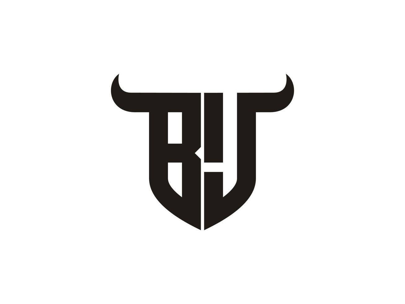 design inicial do logotipo do touro bj. vetor