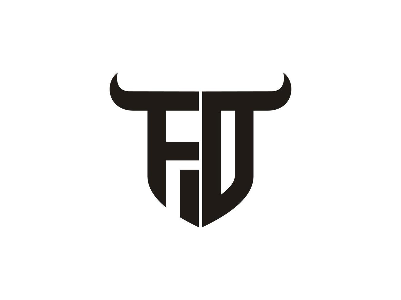 design inicial do logotipo do touro fd. vetor