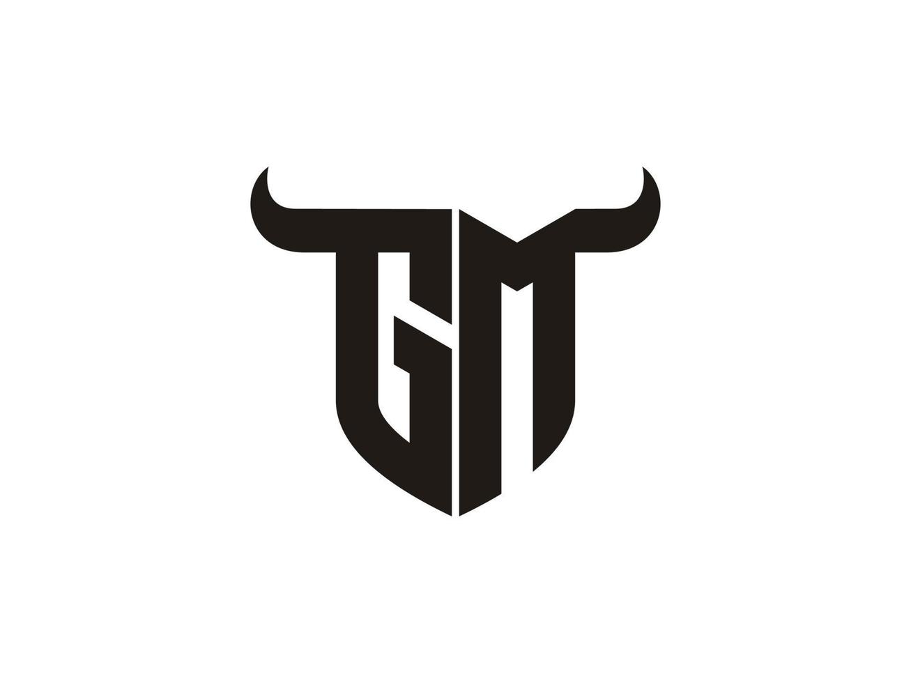 design inicial do logotipo do touro gm. vetor