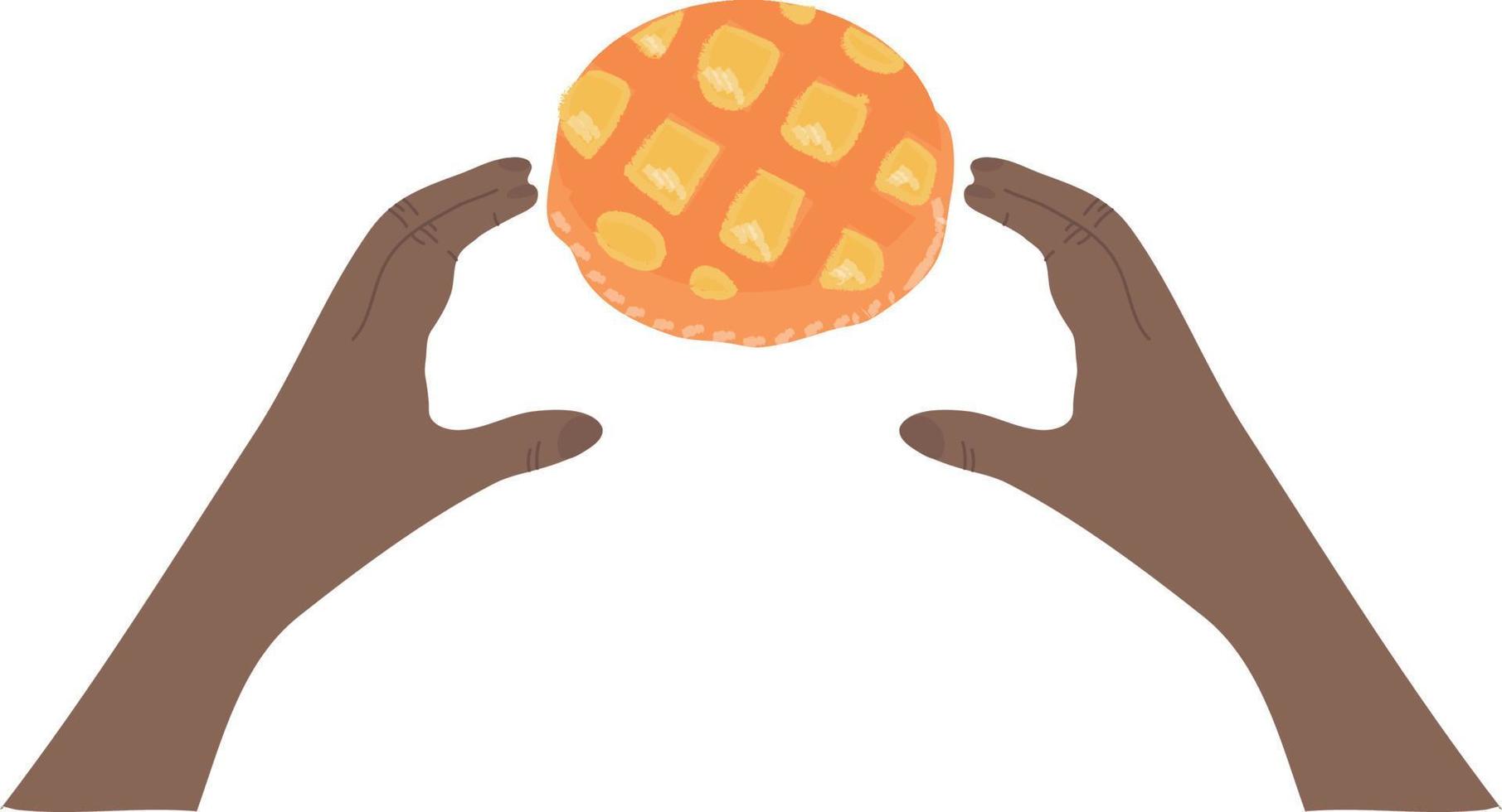 pão de abacaxi, ilustração em estilo cartoon. logotipo para cafés, restaurantes, cafeterias, catering. vetor