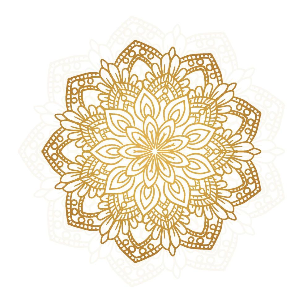 mandala dourada decorativa em fundo branco vetor