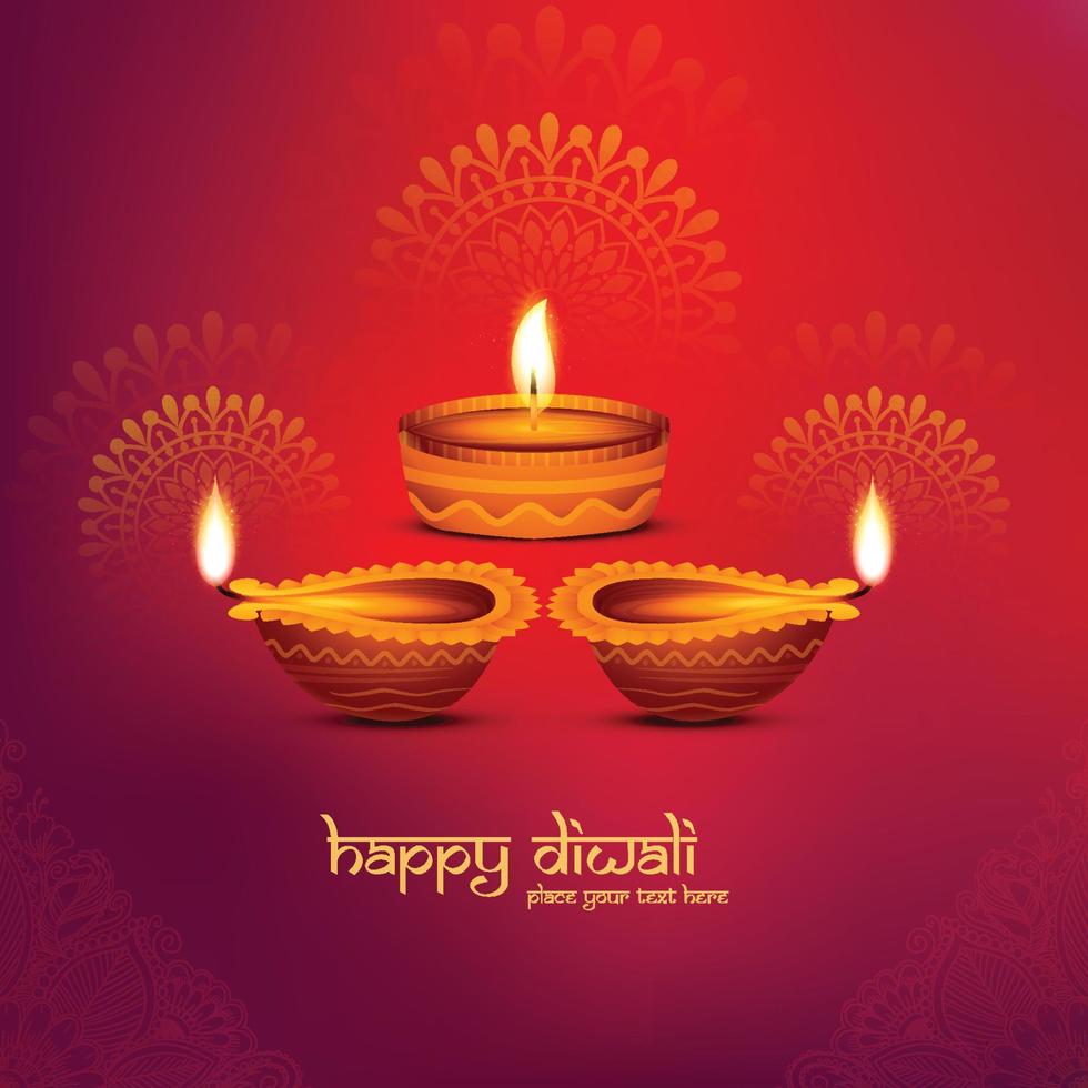 fundo de cartão de celebração de festival de lâmpada de óleo de diwali feliz vetor