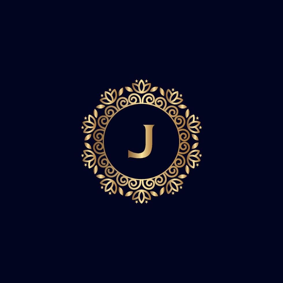 ouro logotipo real beleza luxo letra j vetor