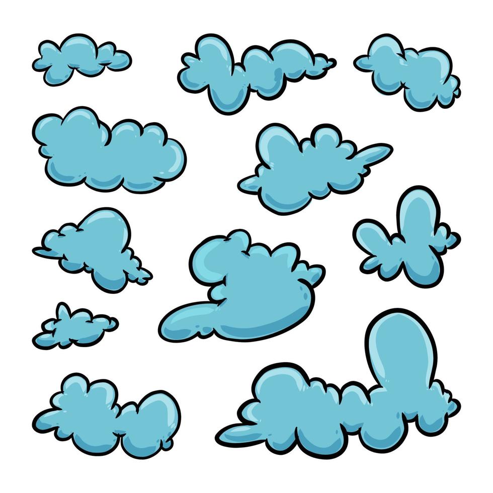 conjunto de ícones de nuvens de doodle fofo vetor