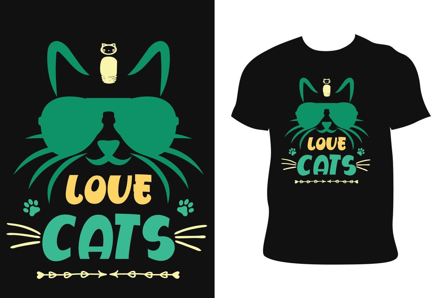 design de camiseta de gato. camiseta de gato. vetor livre de camiseta de gato.