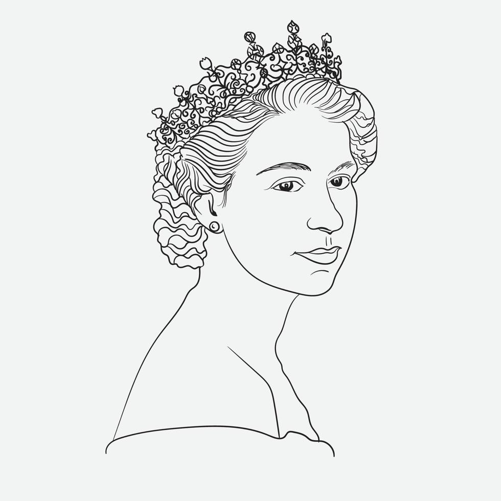 rainha elizabeth ilustração vetorial de desenho de mão fofa vetor