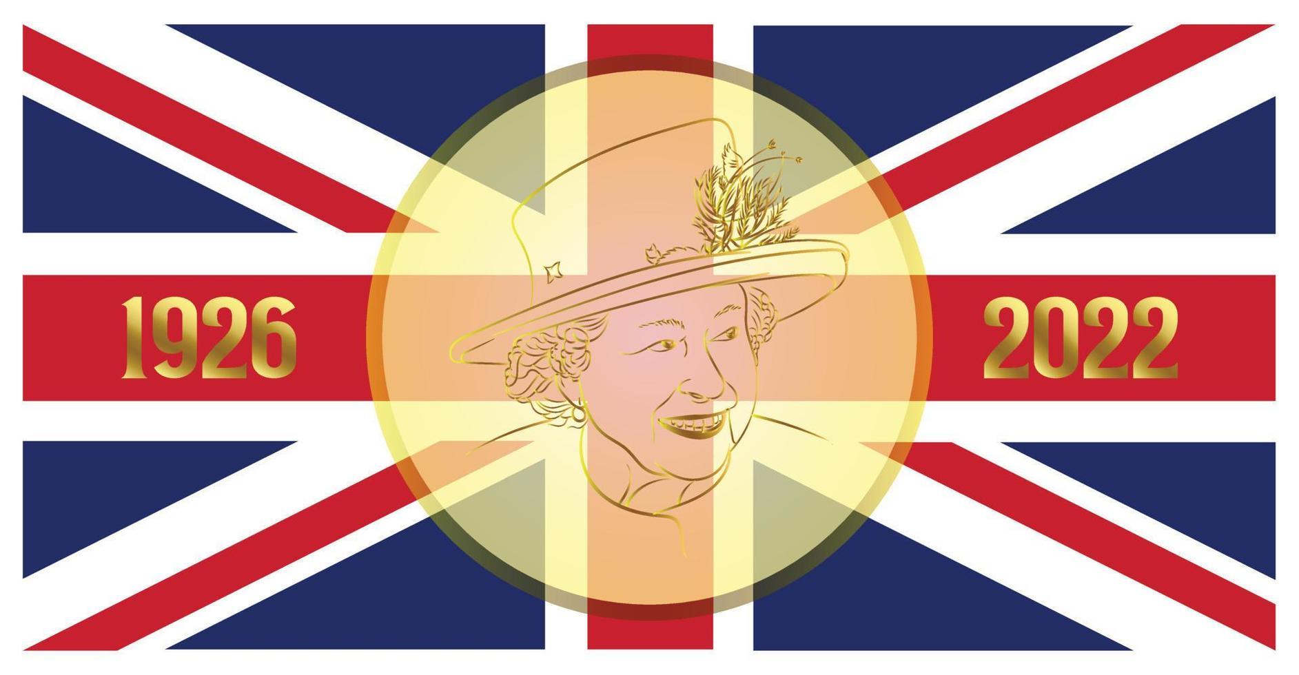 bandeira nacional do reino unido e ilustração vetorial rainha elizabeth vetor