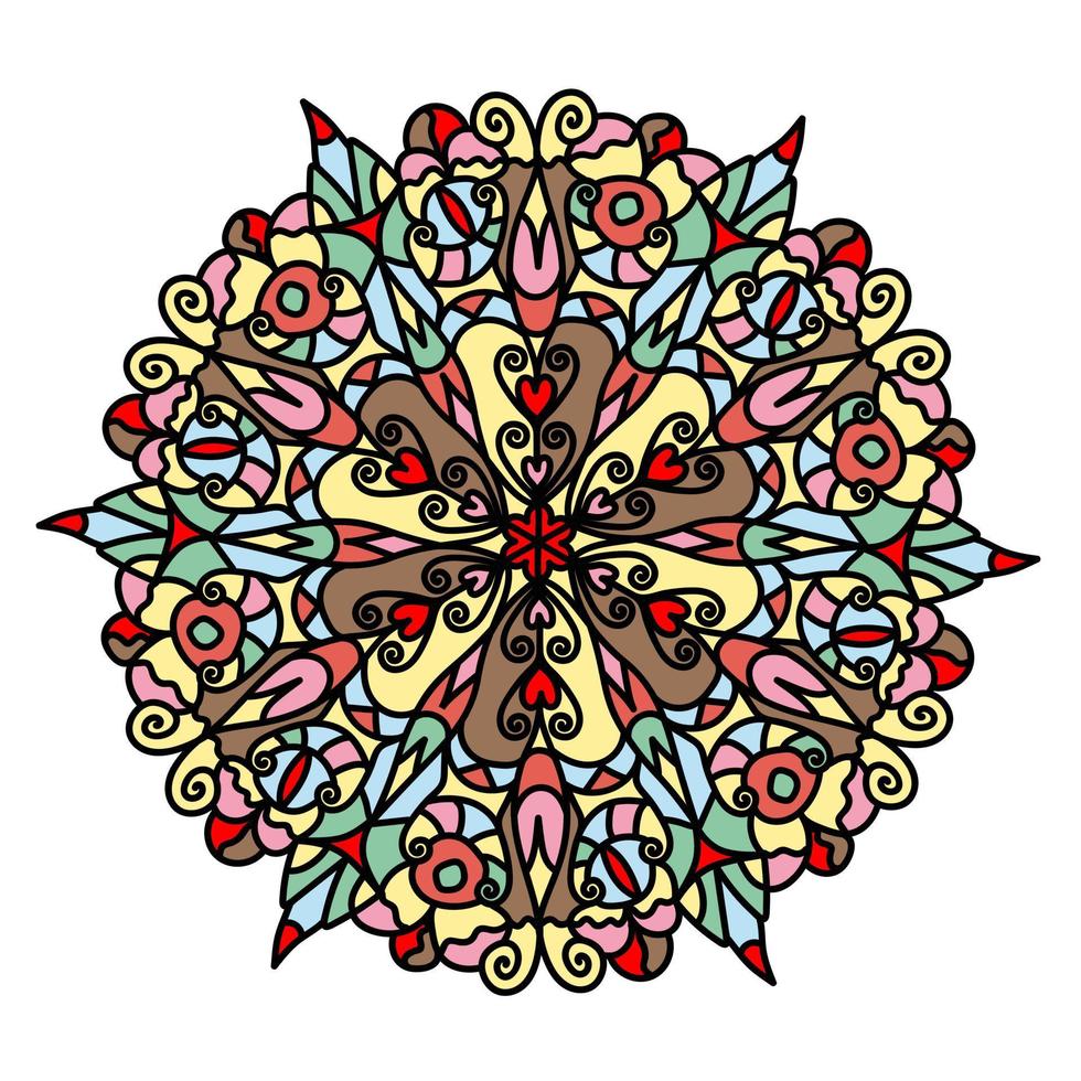 ornamento geométrico circular colorido. mandala redonda para colorir. vetor