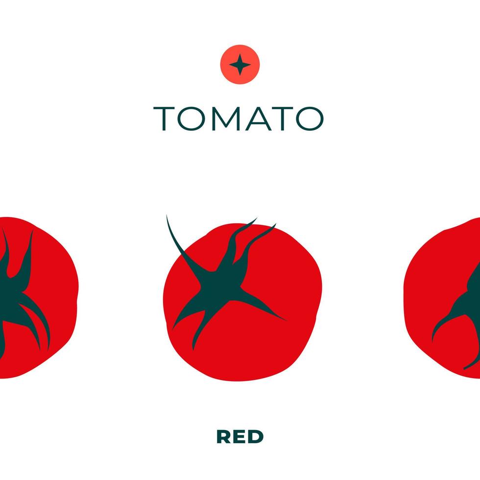 tomates. ilustração vetorial plana. etiqueta de preço, etiqueta, embalagem e cartaz publicitário do produto. rótulo minimalista e moderno. vetor