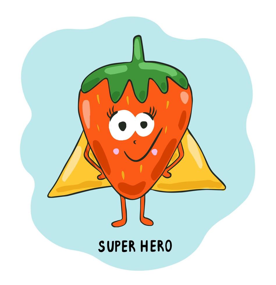 super herói de morango vetor