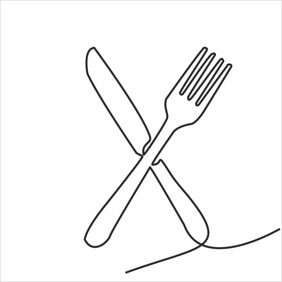 arte de linha contínua do logotipo da cozinha vetor