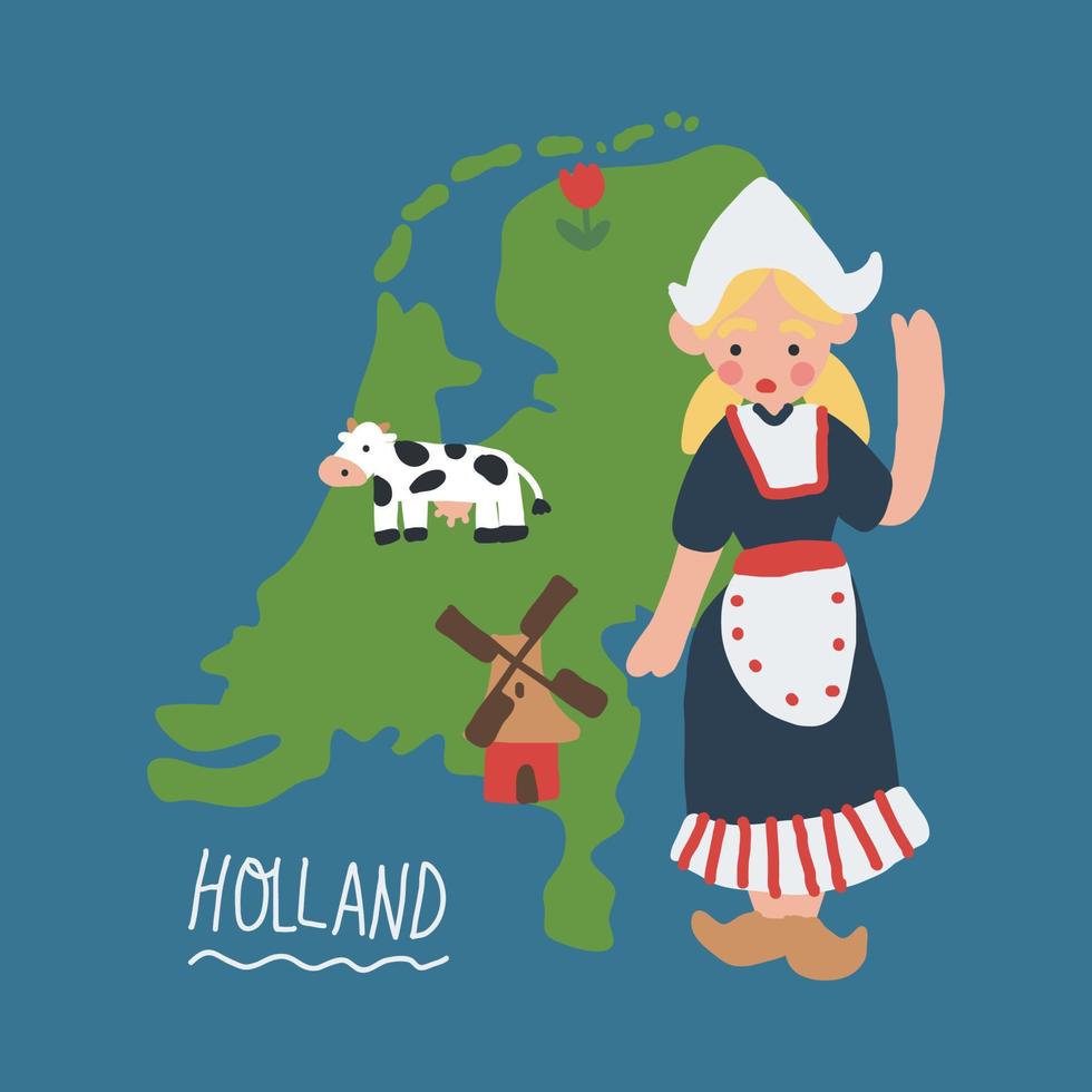 ilustração rabiscada da Holanda vetor
