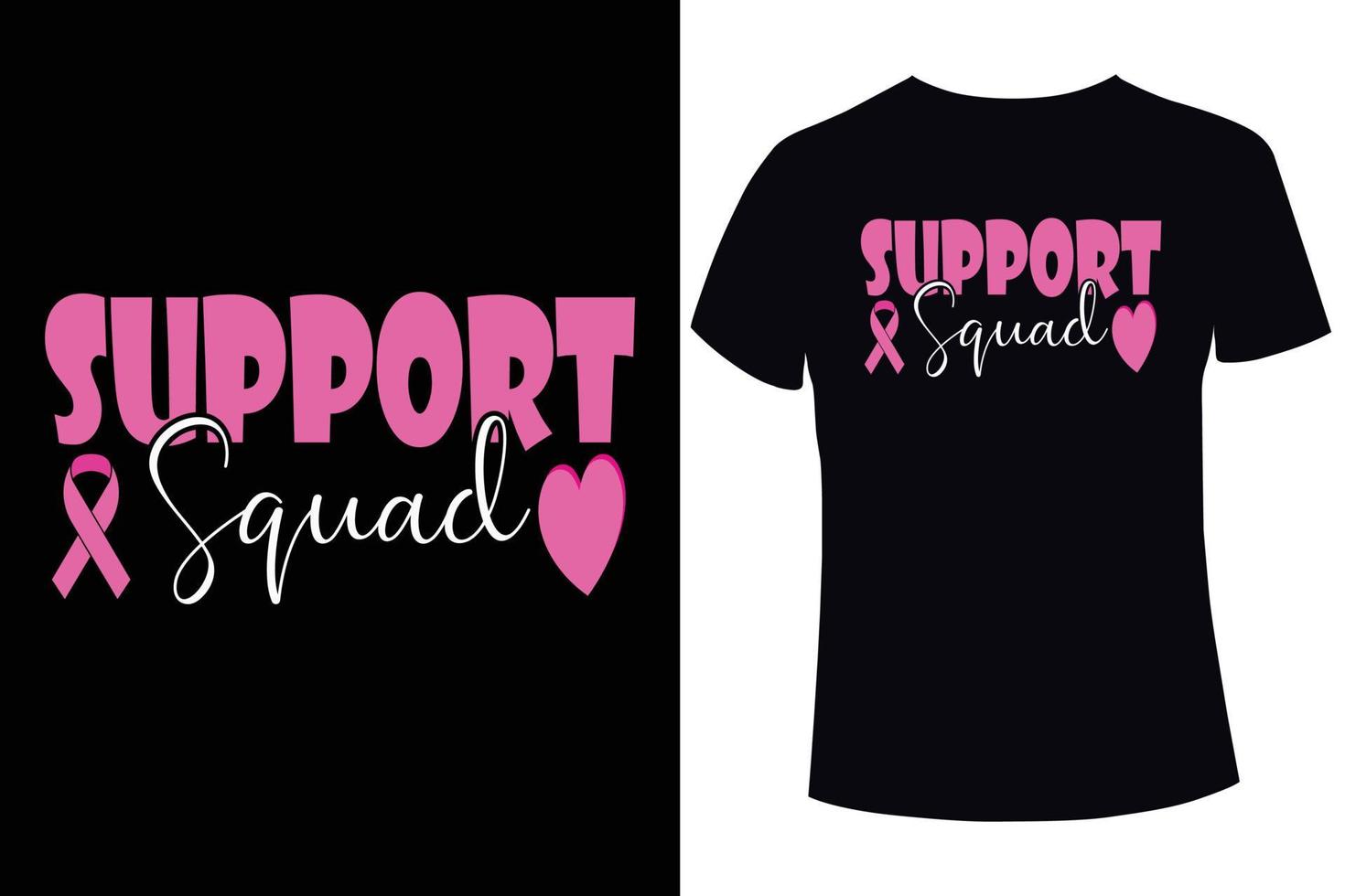 esquadrão de apoio, conscientização do câncer de mama. modelos de design de camiseta de câncer de mama vetor