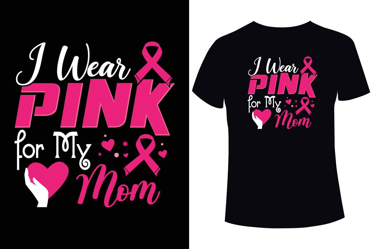 eu uso rosa para minha mãe, conscientização do câncer de mama. modelos de design de camiseta de câncer de mama vetor