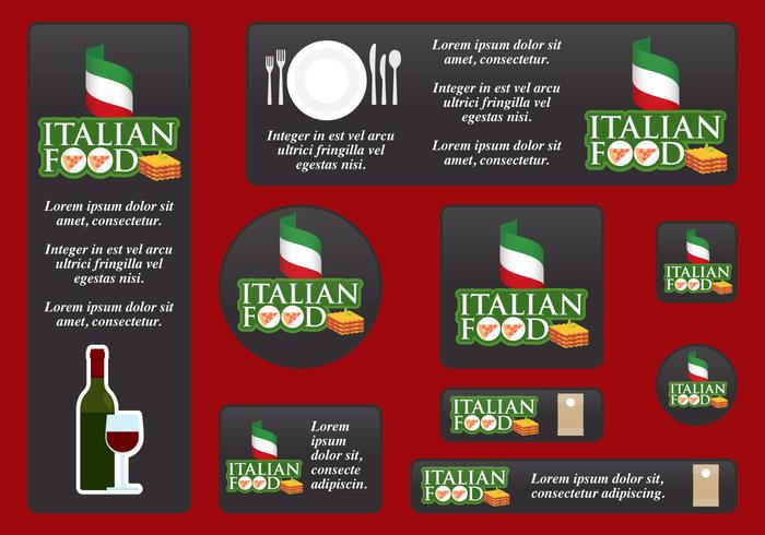 Banners de comida italiana vetor