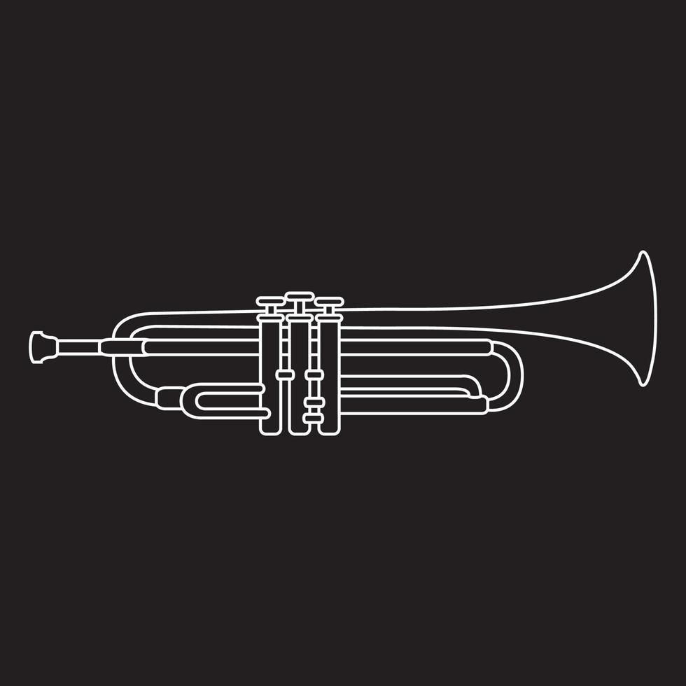 instrumento musical de sopro de trombeta. isolado no fundo branco. vector illustration.black silhouette.symbol para um aplicativo móvel ou site.