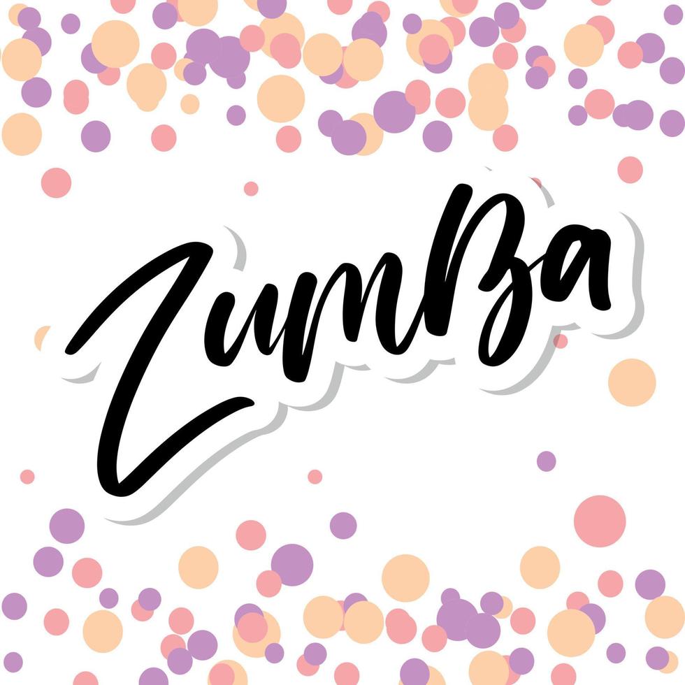 texto de estúdio de dança zumba. design de banner de palavra de caligrafia. aptidão aeróbica. ilustração em vetor mão letras sobre fundo branco.