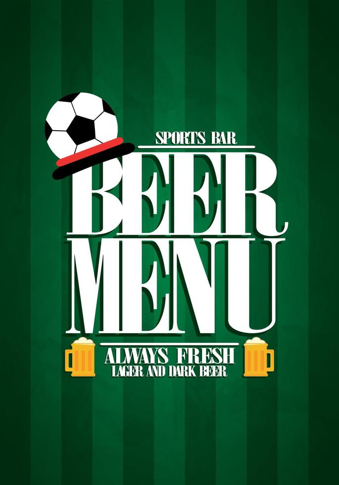 cartão de design de menu de cerveja para bar de esportes vetor